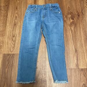 7 For All Mankind Girls Light Wash Straight Leg Raw Hem Jeans Size 4T Toddler